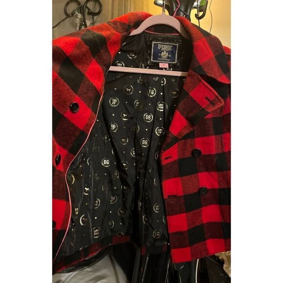 VS PINK buffalo Plaid Peacoat jacket - Picture 8 of 8